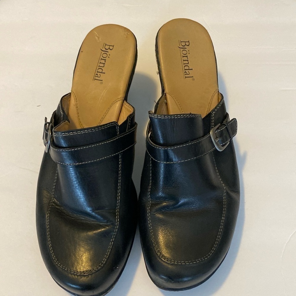 Bjorndal mules 3 inch heels, black leather